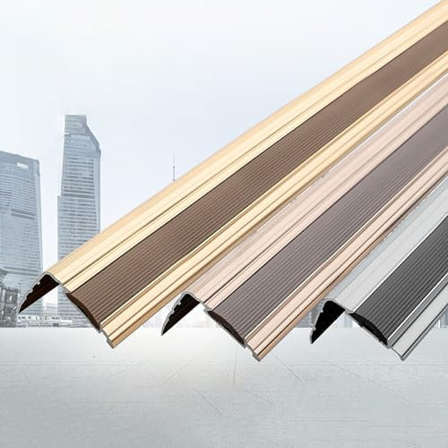 Treppenkantenprofil Treppenwinkel Aus Aluminiumlegierung Mit Rutschfester Gummi Kantenschutz 30 X 43mm Länge 90CM*3 Stück Für Laminat, Parkett, Treppen Stufenkantenprofil(Gold)