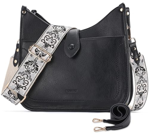 VX VONXURY Handtasche Damen mittelgroß mit 2 Riemen veganes Leder | wasserfest, kratzfest, Anti-Diebstahl, Gesäßtasche, goldene Beschläge, Büro, Reisen, Freizeit, Berufstätige, Studentinnen