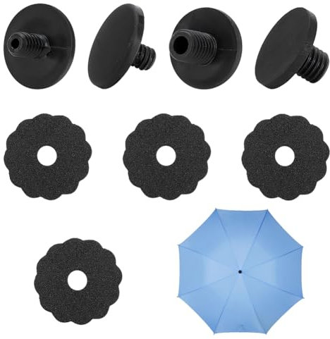 WEBEEDY 8 Set Regenschirm Spitzenkappen 6mm + 8mm Schwarzer Regenschirm Oberteil Schraubkappe Ersatz Mit Wasserdichter Dichtung Für Faltbare Kompakte Regenschirme 2 Größen
