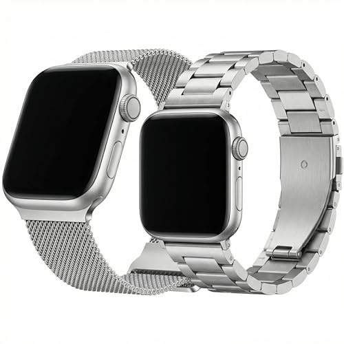 Hongxinzhan 2pcs bracelet de montre en métal compatible avec Apple Watch