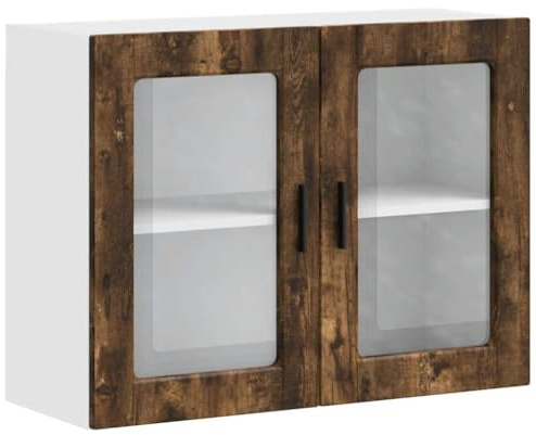 vidaXL Armario de Pared para Cocina Puerta Cristal Porto Roble Ahumado