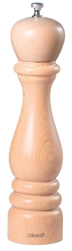 Macina Sale Manuale Roma in Legno di Faggio Naturale 25 cm, Macinino Manuale per Sale con Macina in Ceramica ad Alta resistenza per Macinatura Precisa, Elegante e Made in Italy - BISETTI