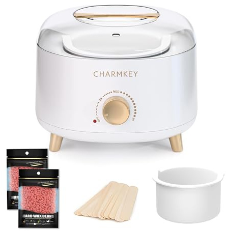 CHARMKEY Waxing Kit for Women with 200g Hard Wax Beads, 10 Applicator Sticks, Wax Warmer with 16.91oz Silicone Bowl, Wax Machine for hair removal at Home for Face, Full Body, Eyebrow, Bikini