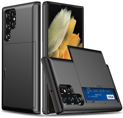 Cesryorsis för Samsung Galaxy S24 Ultra-fodral med kortfack, silikon TPU mobilskal, ultratunn, mjukt, stötsäkert skyddsfodral, stötdämpande fodral