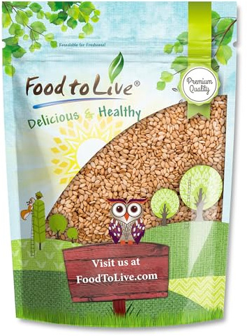 Food to Live Toasted Hulled Sesame Seeds, 8 Ounces – Crunchy and Nutritious Snack, Oven Roasted, Unsalted, No Oil Added, Perfect for Cooking, Baking, Smoothies and Salads, Vegan, Kosher, Bulk