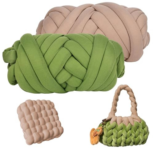 Dicke Wolle zum Handstricken - 2 Stück Schlauchgarn Chunky Yarn 2 Farben, Armstricken Wolle 250g Strickwolle Dickes Garn Häkelwolle Handstrickgarn Schlauchgarn für Taschen, Decken, Haustierbett, Sofa