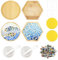 WACH AUF 4 Juego de Posavasos de Mosaico Madera Kit de Mosaico de Azulejos de Vidrio Irregulares Coloridos Posavasos de Piedras de Mosaico Base para Proyectos de Arte DIY Artesanía Deco
