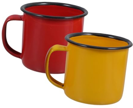 DONFAMDS Mugs Tasse à Café Émaillée en Émail Vintage Résistants la Chaleur Lot de 2 pour Boissons Chaudes et Froides, Maison Bureau