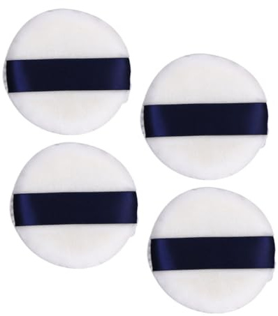 ELAYARD 4 Pièces Lot de Houppettes à Ronde avec Ruban Éponges Cosmétiques Légères pour et Fond de Teint Applicateurs Compacts et Réutilisables pour Maquillage et Professionnel