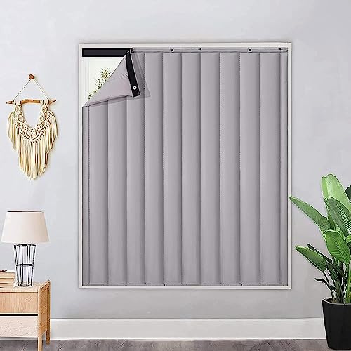 Heavy Duty Thermal Insulated Door Curtains Blackout Window Treatment for Cold Protection & Soundproofing Waterproof Temporary Blinds 210x160cm (82.7x63in)
