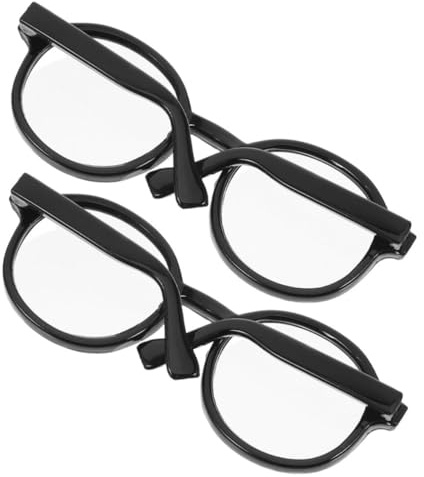 HOODANCOS 2 Stück Mini Brille für Puppen Schwarze Rahmen mit Transparenten Gläsern Passend für Baumwollpuppen Modische Puppenbrille als Zubehör für Anziehpuppen und Spielspaß