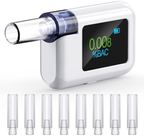 Personal Breathalyzer-High Accuracy Digital Display Breathalyzers for Alcohol with Tri-Color BAC Range Alarm,Type-C Rechargeable Portable Alcohol Breathalyzer Tester for Home&Party Use |8 Mouthpieces