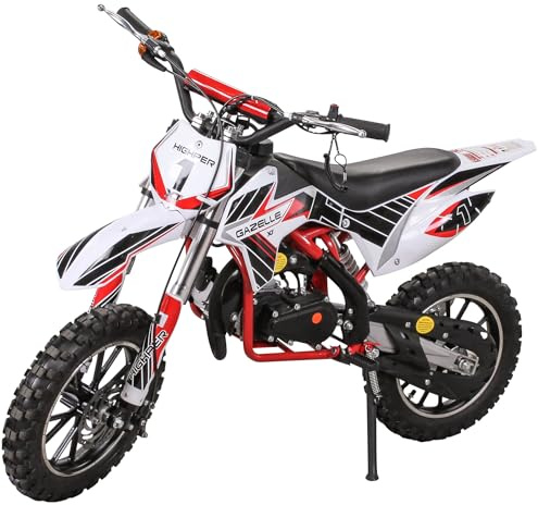 Actionbikes Motors Kinder Crossbike Gazelle | 2-Takt 49 CCM Motor bis 𝟑𝟓 km/h - Motorrad - Pocket Bike - Dirt Bike - Motocross - Pocketbike - Motorsport - Dirtbike - Enduro ab 8 Jahren (Rot)