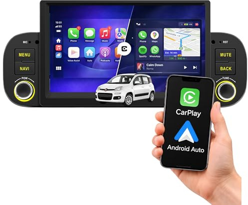 VIBEX | Autoradio 7 Pollici per FIAT PANDA dal 2012 al 2023 | Wireless CarPlay e Android Auto | Touchscreen HD | AVVIO FLASH | Bluetooth, WiFi,USB, Comandi al Volante