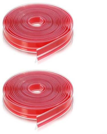 Risveglio Tira de sellado de silicona en forma de T para puerta de 40 pies y puertas correderas de vidrio bloquea el ruido del polvo para rojo, paquete de 2