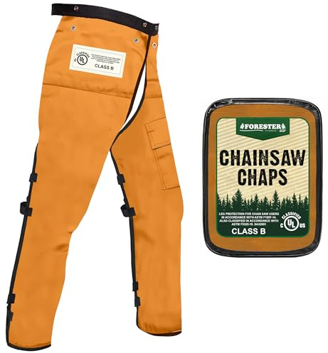 FORESTER Kettensägen-Chaps für Herren – verstellbarer Gürtel – Kettensägen-Chaps für Herren, Schürzen-Stil mit Tasche, Kettensägen-Sicherheitsausrüstung, Kettensägen-Sicherheitsausrüstung für