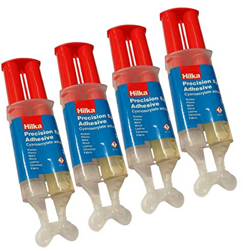 (Pack of 4) Hilka 2 Part Epoxy Resin Syringe Precision Hard Setting Adhesive Glue