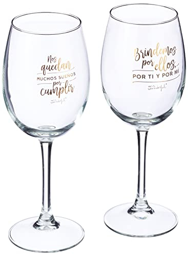 Mr. Wonderful Set de 2 Copas de Vino para Novios: Nos quedan Muchos sueños por Cumplir, 47cl, Multicolor, Talla única, 2