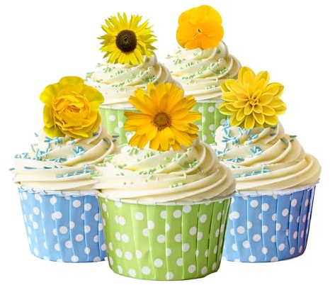 24 Mixed Yellow Flowers Edible Wafer Paper Cake Toppers Decorations