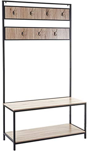Mendler Standgarderobe HWC-D44, Garderobe Garderobenständer, mit Ablage 184x102x41cm