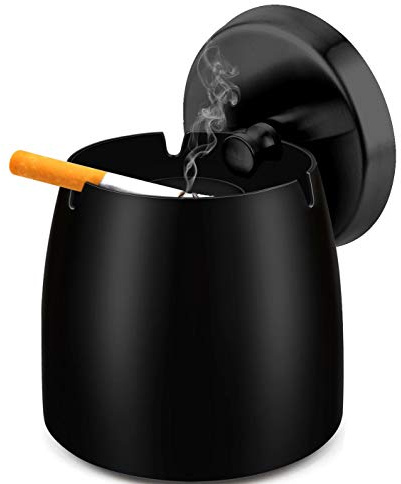 Posacenere,Posacenere da Esterno,Posacenere in Acciaio Inox,Portacenere Chiuso con Coperchio,Posacenere da tavolo antiscivolo,Portatile Sigarette Posacenere Antivento