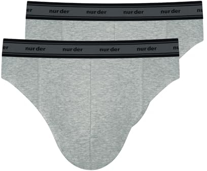 Nur Der 2er Pack Slip GOTS Organic Cotton aus Bio-Baumwolle Männer Unterhosen Herren, grau Melange, L