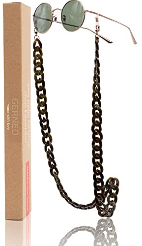 GERNEO® - Havanna – Maskenhalter & Brillenkette Gold aus Acryl - korrosionsbeständig – einzigartig hochwertige Brillen Kette & Brillenband für Sonnenbrille & Lesebrille - Brillenkette mit Karabiner