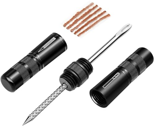 Thinvik Cycling Tubeless Tire Repair Tool,Fixes Mountain Bike and Road Bicycle Tire Punctures.Tubeless Bike Tire Repair Kit Includes Tire Repair Fork Reamer, 5 Bacon Strips