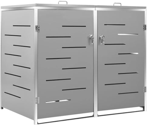vidaXL Mülltonnenbox für 2 Tonnen Abschließbar Rostfrei Müllbox Mülltonne Mülltonnenverkleidung Müllcontainer Gartenbox 138x77,5x115,5cm Edelstahl