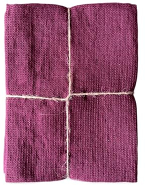 JOWOLLINA Feines Waffelpique Badetuch Saunatuch Leinen Stonewashed (Weinrot, 100x160 cm)
