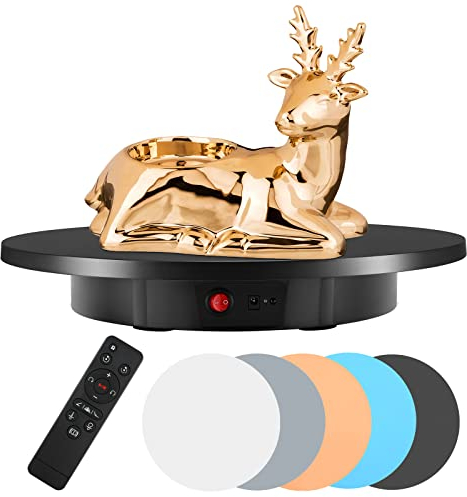 Aomdom Table Tournante Rotative électrique 100 kg 42 cm Plateau Tournante Rotatif à 360 Degrés Automatique Table Tournante Support pour Prendre Photos, Vidéos, avec 5 Fonds en PVC