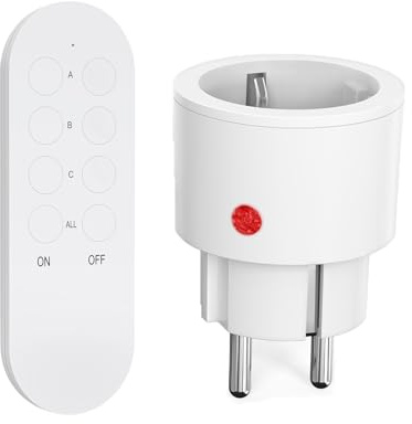 SURNICE Prese con telecomando, prese radio da 10 A/2300 W, con telecomando a distanza, portata di 40 m, presa compatta interna, per interni ed elettrodomestici
