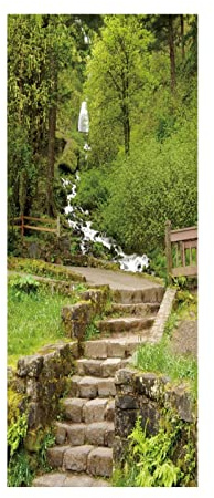 A.Monamour Türtapete Selbstklebend Türfolie Türposter 3D Eingang Zum Wahkeena Wasserfall In Der Columbia River Gorge Oregon Vinyl Folie Türdeko Tapete Wandbild Türaufkleber Türtattoo 90 x 200 cm