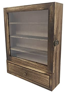 LITAITAI 11 x 14inch Shadow Box Frame with 1 Drawer 3 Removable Shelfs–Wooden Acrylic Display Cases, for Wall Mount and Tabletop Display Picture Flower Keepsake (Carbon)