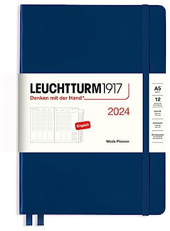 LEUCHTTURM1917 367830 Wochenplaner Medium (A5) 2024, 12 Monate, Marine, Englisch