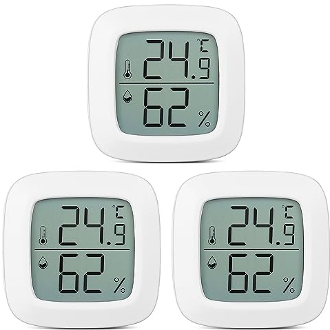 YARNOW 3 Stück Thermometer Innen Digital Innen Zimmerthermometer Mini Thermometer Hygrometer Für Startseite Büro Gewächshaus