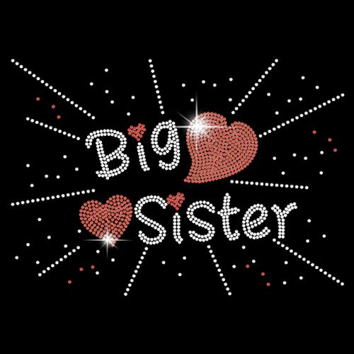ORIGACH Große Schwester Rhinestone Bügeleisen auf Hotfix Transfers, Glitter Hitze überträgt Kleidung Reparatur Dekoration für Kleidung Tasche Jeans Dekor DIY Handwerk