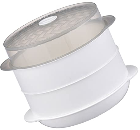 NAMOARLY 1juego Vaporera De Microondas Multi- De Doble Capa Para Cocción y Rápida Para Verduras Arroz