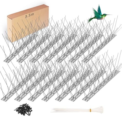 Abeillo 3,5m Taubenabwehr Spikes Edelstahl Vogelabwehr Taubenspikes für Balkon Dach Zaun Garten Fenster, Taubenschutz Vogel Spikes für Krähen Spatzen Katzen