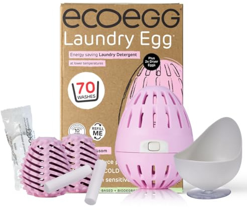 Ecoegg Spring Blossom Set. Refillable Laundry Egg, 70 washes, 2 x Dryer Balls, 1 x Detox Tablets, 1 x Laundry Egg Holder