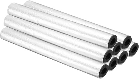 PATIKIL 1(25mm) ID 1-11/16(43mm) OD Pipe Insulation Foam Tube, 8Pcs 1.3Ft Self Adhesive Pre Slit Pipe Insulation Tube Cover Wrapping with Aluminum Foil for Outdoor Winter Irrigation