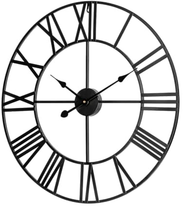 Teesa Wanduhr Analog groß Aluminium 60cm TSA0039 Schwarz