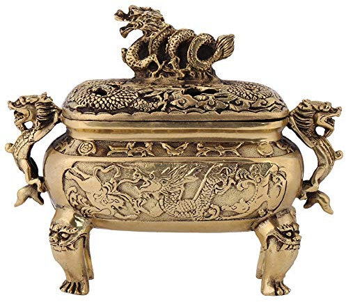 Räucherkegel aus Messing 16x12x7 cm 1 Stück Heimdekoration mit chinesischem Drache aus Kupfer antike Bronze