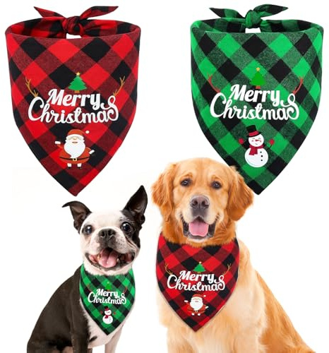 Halstuch Hund Weihnachten 2 Stück Hundehalstuch Weihnachten, Einstellbare Dreieck Hundehalstuch, H-undehalstuch Kleine Hunde, Muster Mit Weihnachtsschneemännern und Alten Männern