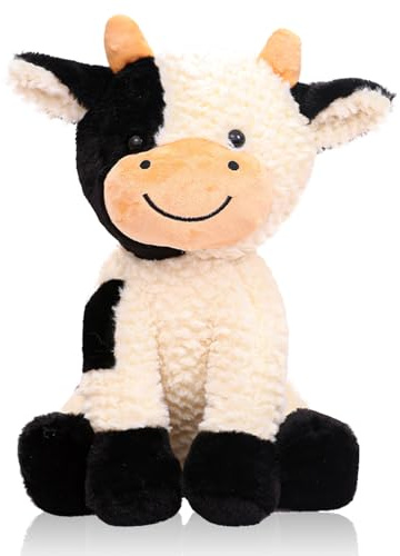 JWTRSVTY Vaca De Peluche Blanco y Negro - Muñeco Juguete Para Regalo De Cumpleaños De Niños - Becerro De Peluche