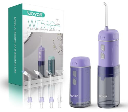 VOYOR-HEALTH Hydropulseur Jet Dentaire Électrique Portable, Hydropulseurs et Irrigateurs Mini Sans Fil, IPX7 Étanche et 3 Modes, Irrigateur Oral Professionnel pour Voyage et Domestique,WF510 (Violet)