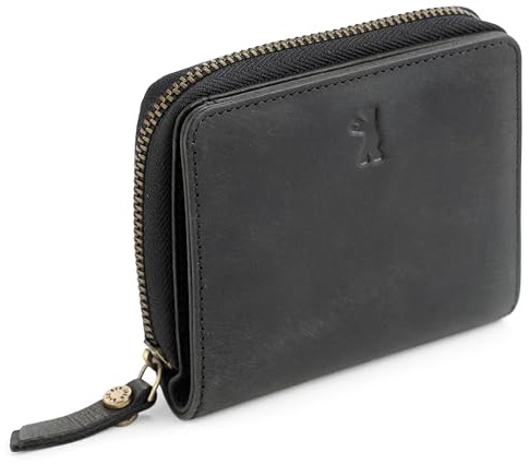 Berliner Bags Vintage Geldbörse Sara, Kleine Portemonnaie, Geldbeutel aus Leder, mit TÜV-gepruftem RFID-Schutz, inkl Geschenk-Box, für Damen - Dunkelgrau