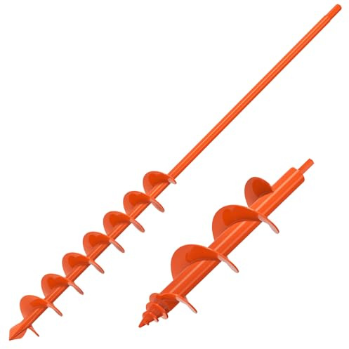 Insaga 2pcs Auger Drill Bit, 81x5.1cm & 23x10cm Bulb Planting Auger Post Hole Digger Extended Garden Soil Spiral Drill for Bedding/Seeding/Fence Mailbox Post, Suits 10mm Hex Drive Drill