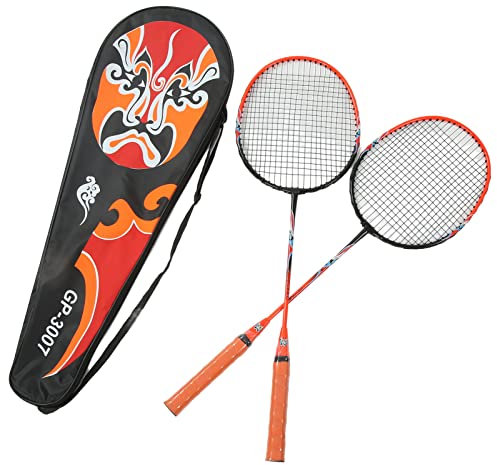 equlup Badmintonschläger, 25,79 Zoll, leichte Badmintonschläger aus Eisenlegierung, 2-Spieler-Badmintonschläger-Set, Hinterhöfe, Tennis für Anfänger und Erwachsene