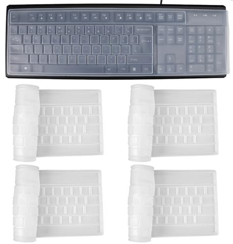 4 Stück Universal Silikon Tastaturschutz,Ultra Dünn Tastaturfolie,Ultra-dünner Wasserdichter Silikon Tastaturschutz,Desktop Computer Tastatur Schutzfolie,Tastatur Staubschutz für Die Meisten Tastature